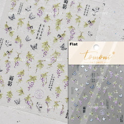 Pink Peach Blossom Flower White Pear Romantic Archaistic Swallow Window Adhesive Nail Art Stickers Rhinestone Manicure Decals (ONLINE ORDER ONLY)