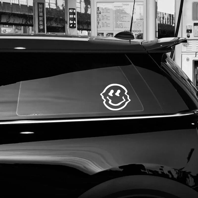 Smiling Face Stickers，Brighten Up Your Car with a cute & funny Cartoon Twisted Smiling Face Sticker! (ONLINE ORDER ONLY)