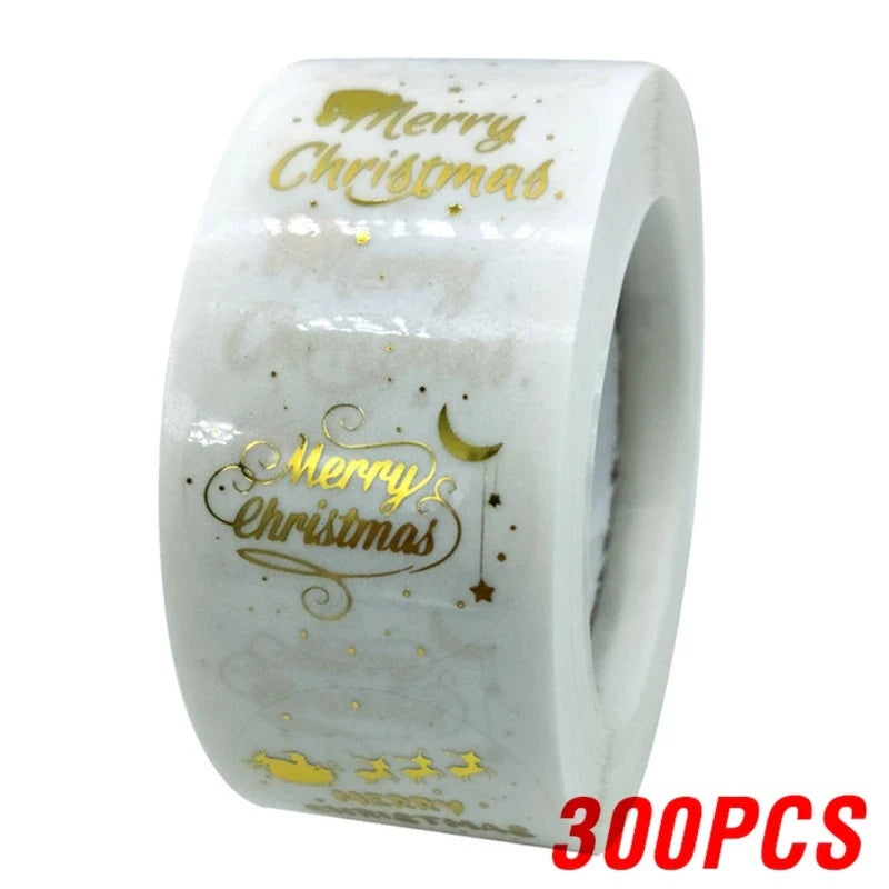Rose Gold Merry Christmas Stickers Scrapbook 1inch 100-500pcs Sealing Label Stickers For Party DIY Packaging Stationery Stickers (ONLINE ORDER ONLY)