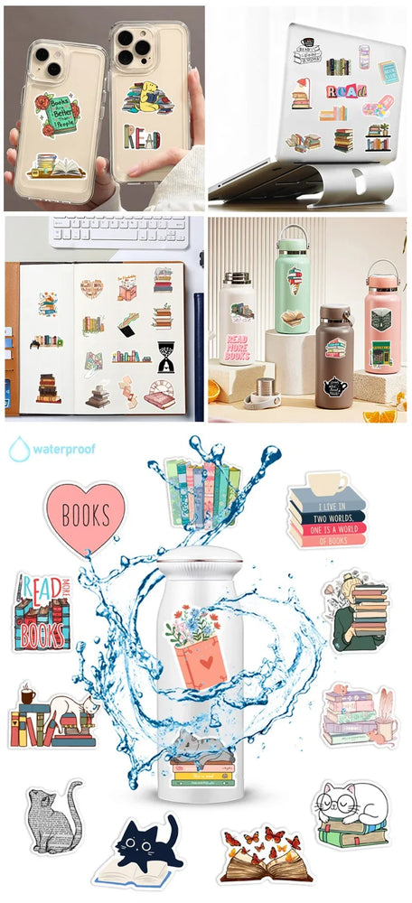 10/30/50PCS Cartoon Animal Reading Children's PVC Sticker Aesthetic Decoration Scrapbooking Stationery School Supplies for Kids (ONLINE ORDER ONLY)