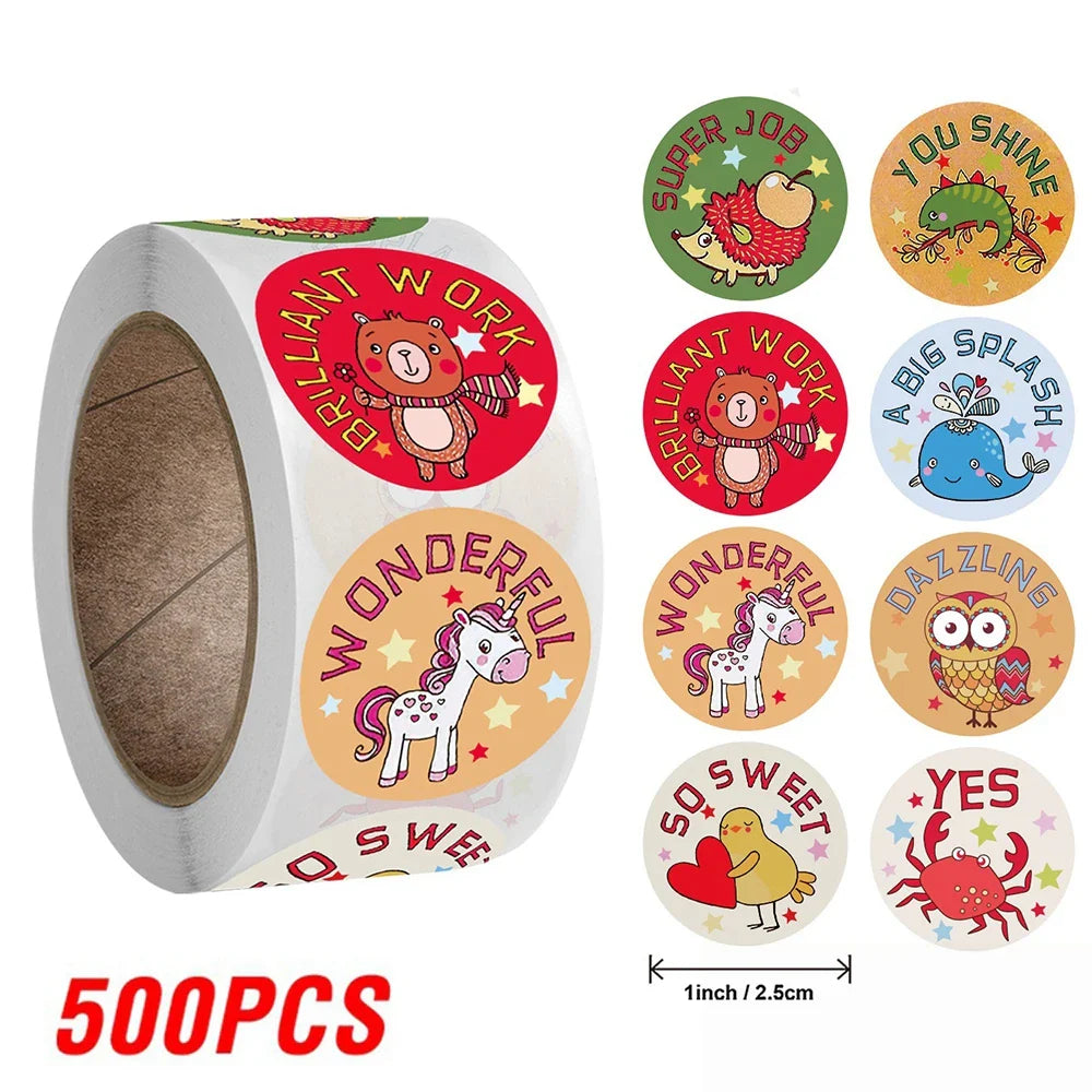 100-500pcs Kids Reward Stickers Puppy Dog Cat Encouragement Labels for Teachers Cute Animals Sticker Stationery Pegatinas (ONLINE ORDER ONLY)