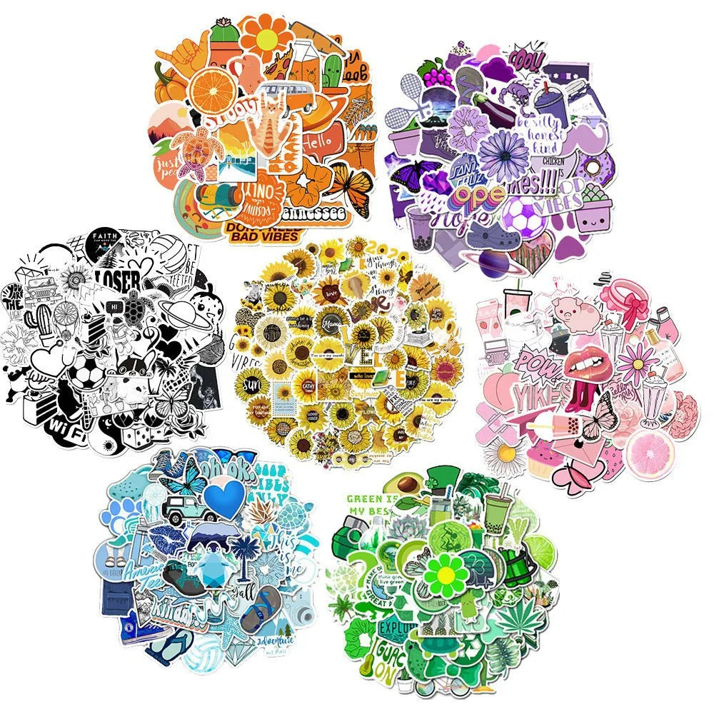 350PCS Kawaii Cartoon Stickers for Laptop, Luggage, Guitar, Helmet, Cup, Phone - Waterproof Decor Decals (ONLINE ORDER ONLY)