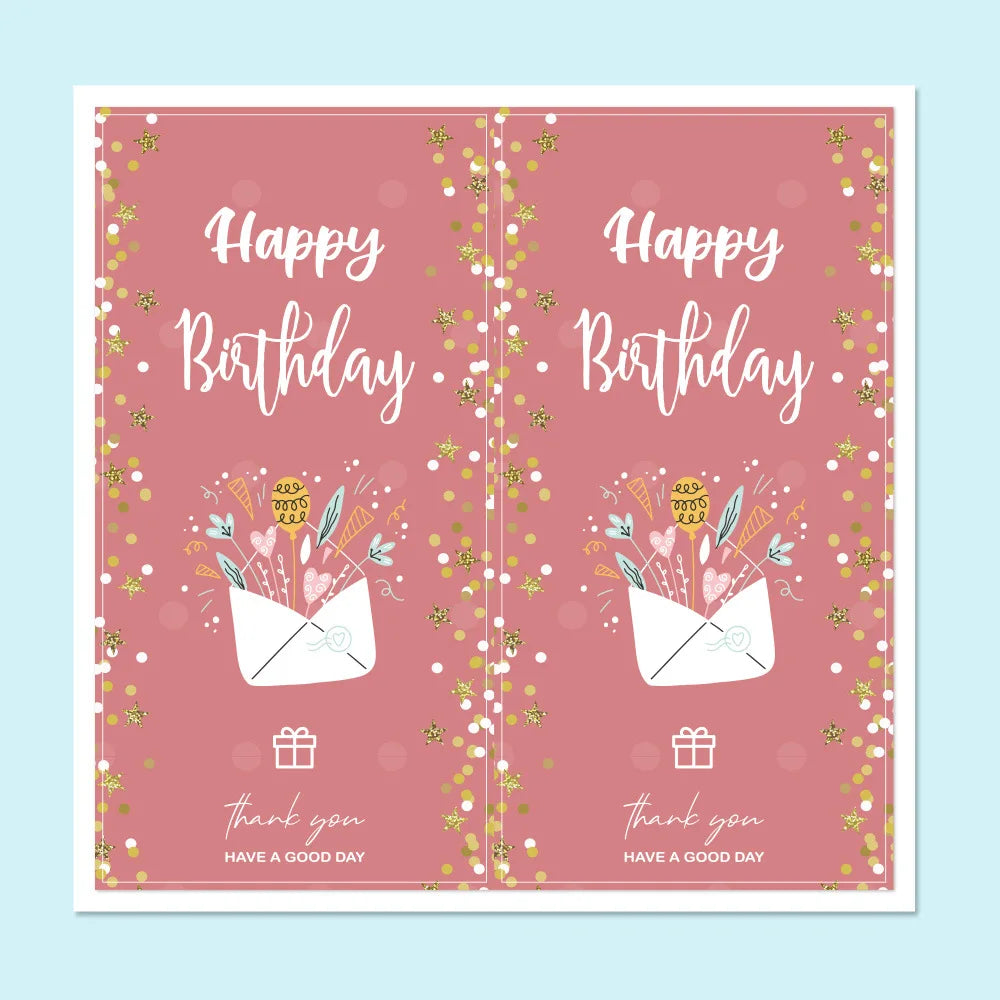 50Pcs/Pack Happy Birthday Stickers Seal Labels 2*4 Inch Cute Kids Gift Decorative Stickers Thank You Package Stickers (ONLINE ORDER ONLY)