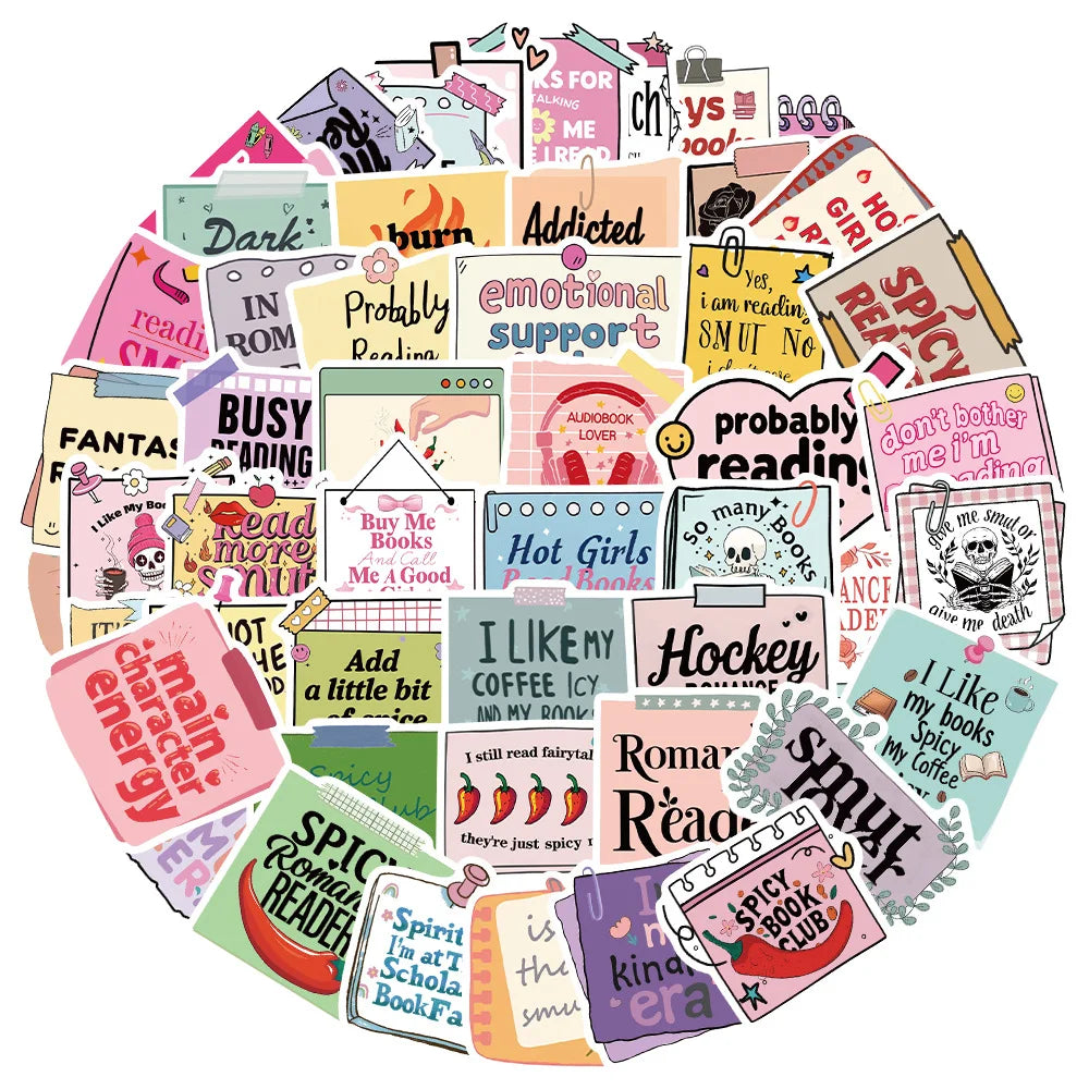 Bookish Graffiti Stickers 10/30/50Pcs for Suitcase, Skateboard, Laptop, Luggage, Phone, DIY Decal (ONLINE ORDER ONLY)