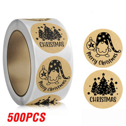 100-500pcs Brown Christmas Labels Sealing Sticker Aesthetic Kraft Paper Thank You Stationery Supply Decorative Scrapbook (ONLINE ORDER ONLY)