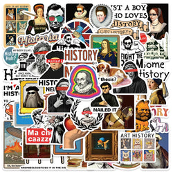 50pcs Funny Cartoon History Characters Stickers For Luggage Laptop Guitar Phone Bicycle Waterproof Graffiti Vinyl Decals (ONLINE ORDER ONLY)