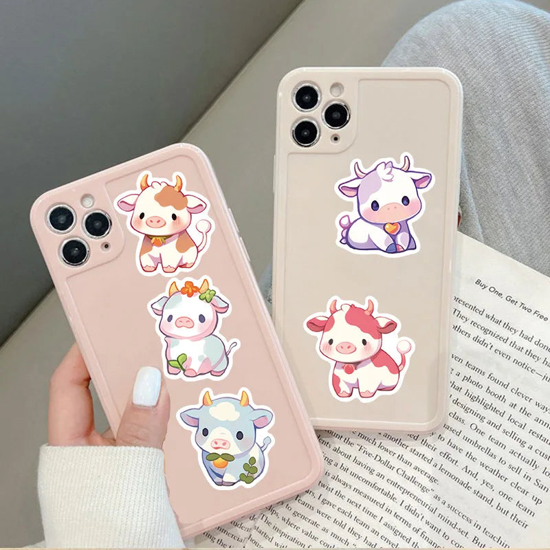 10/30/50PCS Cute Rainbow Cow PVC Sticky Sticker Aesthetic DIY Korean Stationery Decoration Scrapbooking School Supplies for Kids (ONLINE ORDER ONLY)