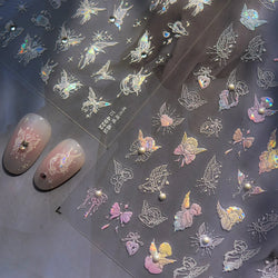 Dreamy Moon Stars Love Heart Butterfly Bowknot Lace Shiny Starburst Ribbon Delicate Adhesive Nail Art Stickers Manicure Decals (Online Order Only)
