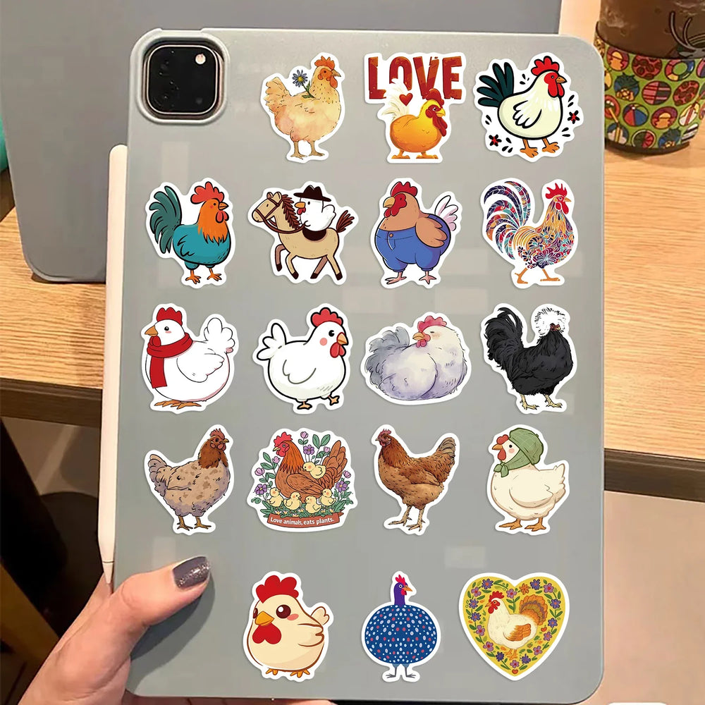 50PCS Cartoon Chicken Animal Stickers Personality Creative Sticker For Desk Refrigerator Phone Skateboard Waterproof Decals﻿ (ONLINE ORDER ONLY)