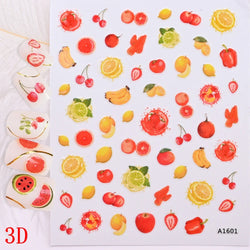 1Pc Summer Nail Art Sticker Lemon Nail Decal Nail Art Supplies Cute Fruit Strawberry Cherry Watermelon Avocado Lemon Nail Design (ONLINE ORDER ONLY)