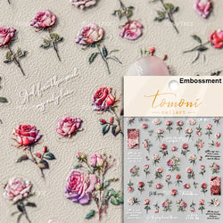 Watercolor Style Colourful Rose Flower Embossment Romantic Garden 5D Self Adhesive Nail Art Decoration Stickers Manicure Decals (ONLINE ORDER ONLY)