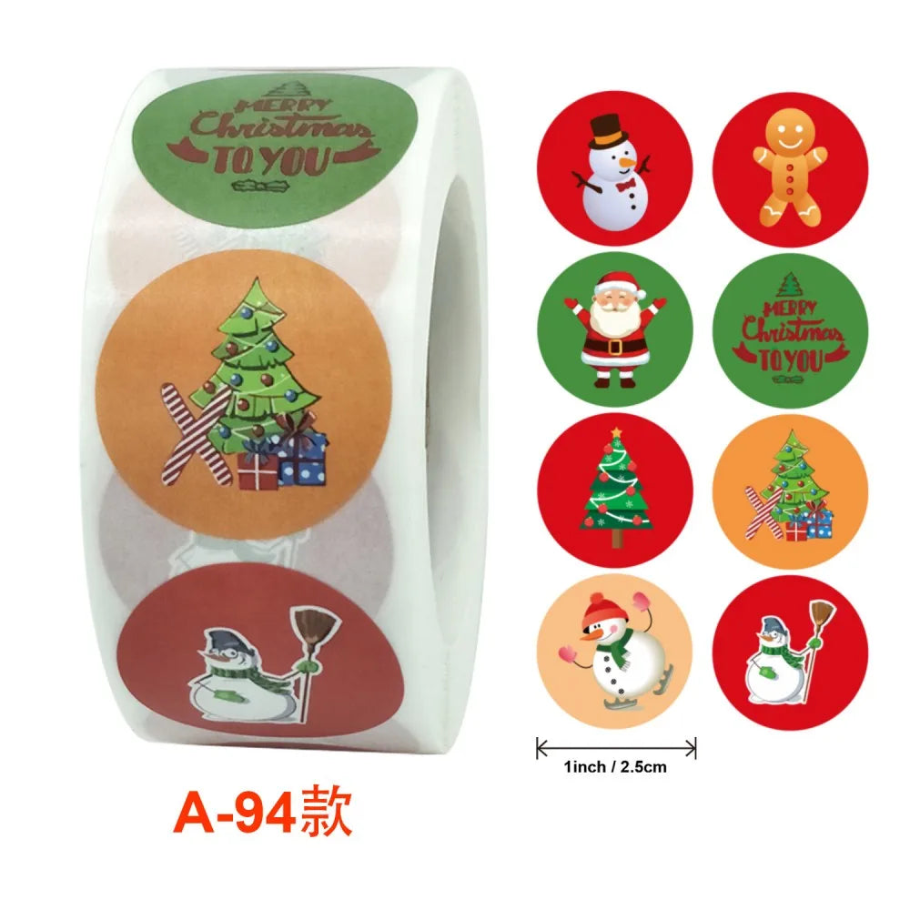 50-500pcs Cartoon Merry Christmas Sticker Santa Claus Tree Paper Label New Year Cute Snowman Stationery Stickers For Kids Gift (ONLINE ORDER ONLY)