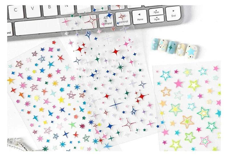 1Pc New Cute Star Resin Stickers Idol Card Deco Scrapbook DIY Material Girls Nails Decoration Stationery Stickers (ONLINE ORDER ONLY)