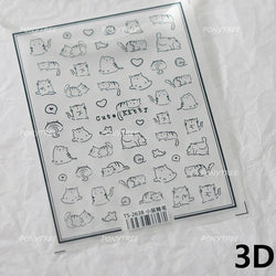 Flower Star Sun Grid Line Interesting Graffiti Tulip Cherry Apple Fruit Dot Painting Adhesive Nail Art Stickers Manicure Decals (ONLINE ORDER ONLY)