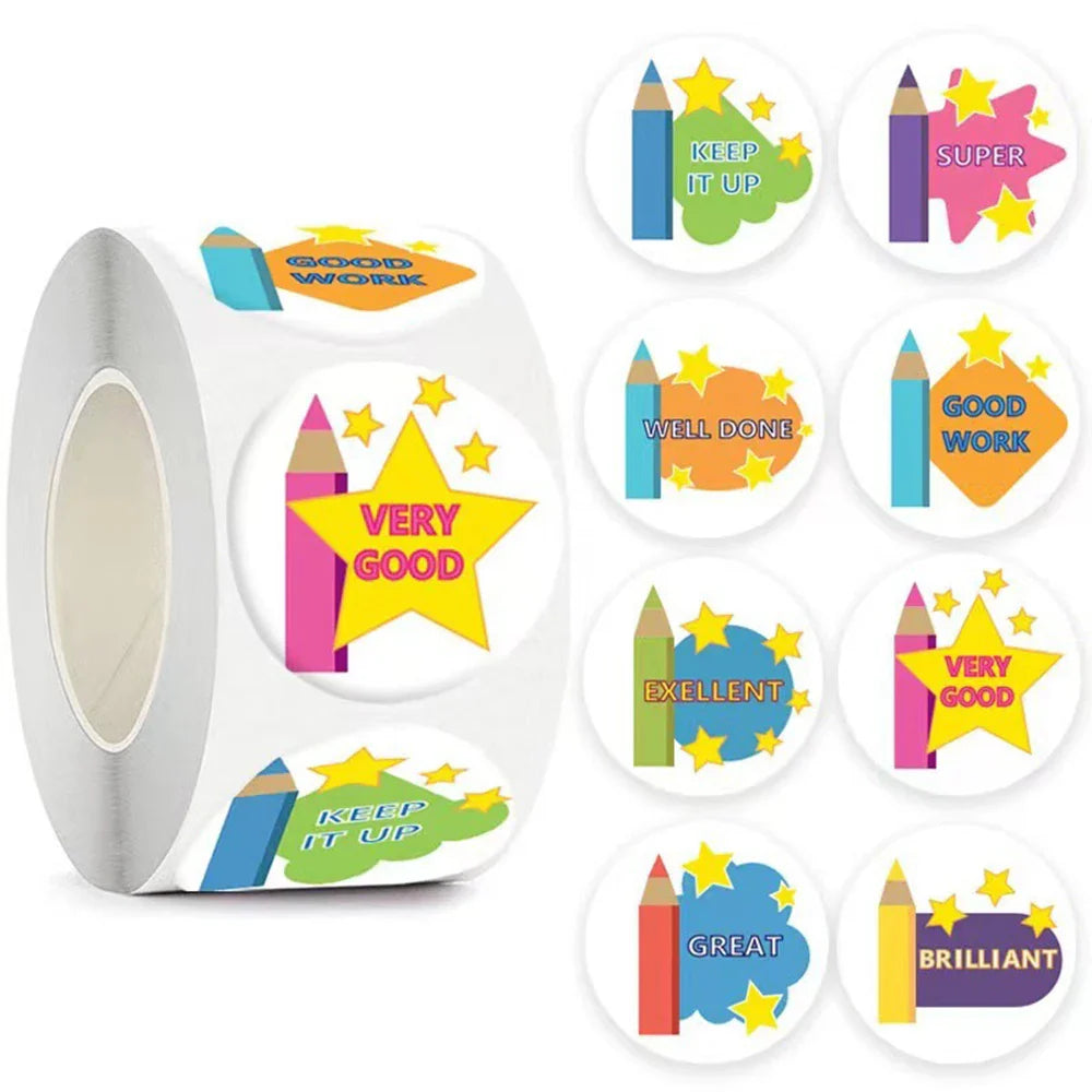 500pcs/roll Cute Cartoon Sealing Stickers Thank you Sticker Envelope Gift Decor Labels Children Stationery Stickers 1 Inch (ONLINE ORDER ONLY)
