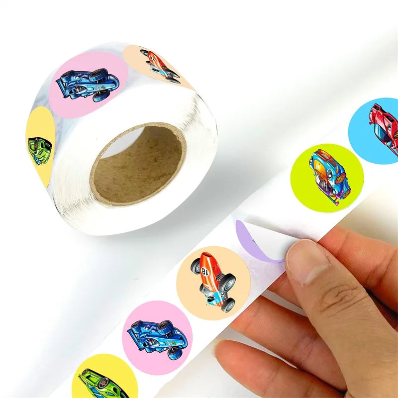 500PCS Cartoon Speed Car Sticky Paper Sticker Labels Thank You Sticker Sealing Stationery Supplies DIY Decoration Scrapbooking (ONLINE ORDER ONLY)