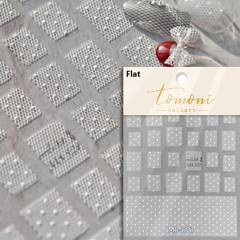 Geometric French Style Colorful Square Grid Rhombus Line Stripe Bowknot 3D Self Adhesive Nail Art Stickers Shiny Manicure Decals (ONLINE ORDER ONLY)