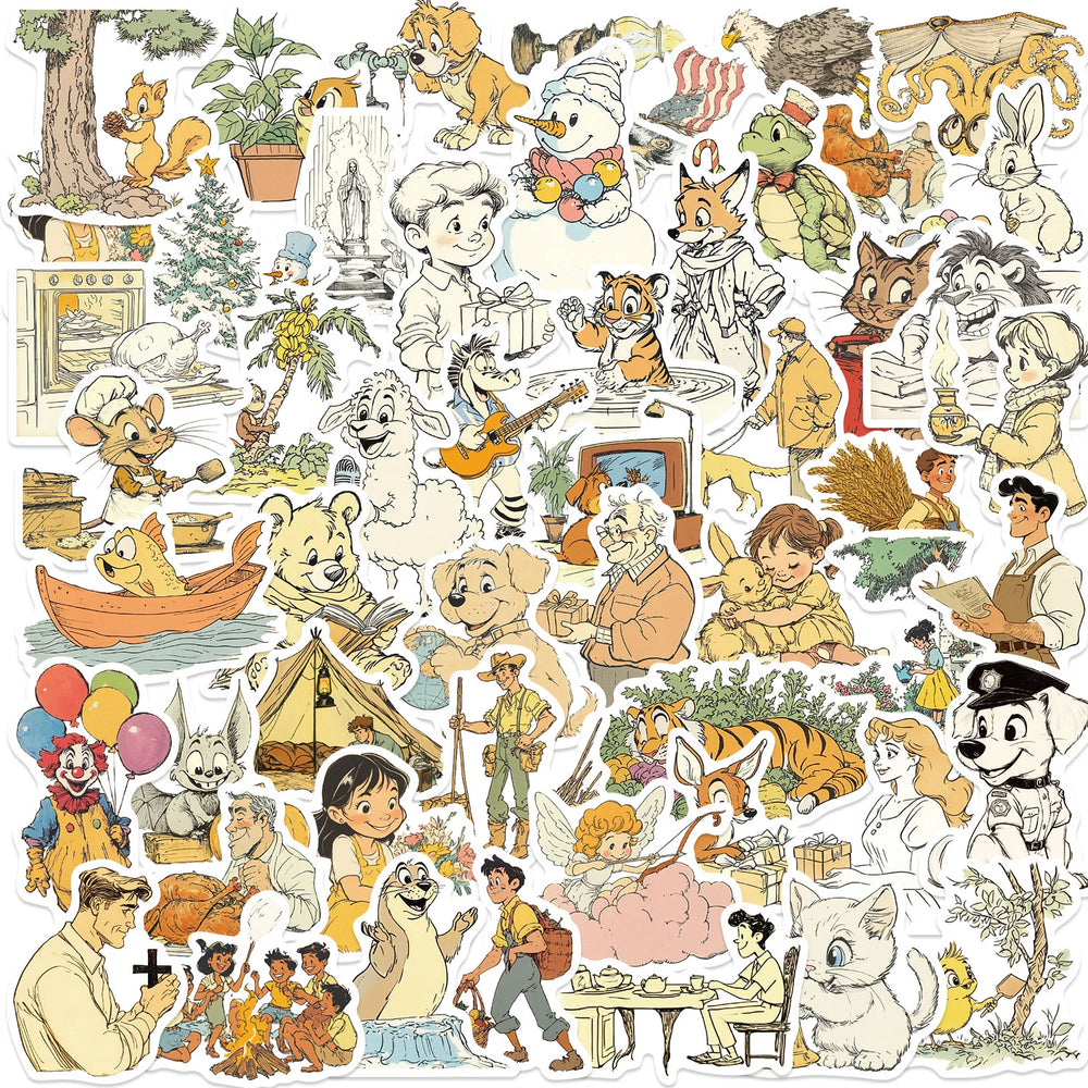 50pcs Fluffy Holiday and Funny Animals Stickers For Water Bottles Laptop Skateboard Computer Vinyl Waterproof Stickers (Online Order Only)