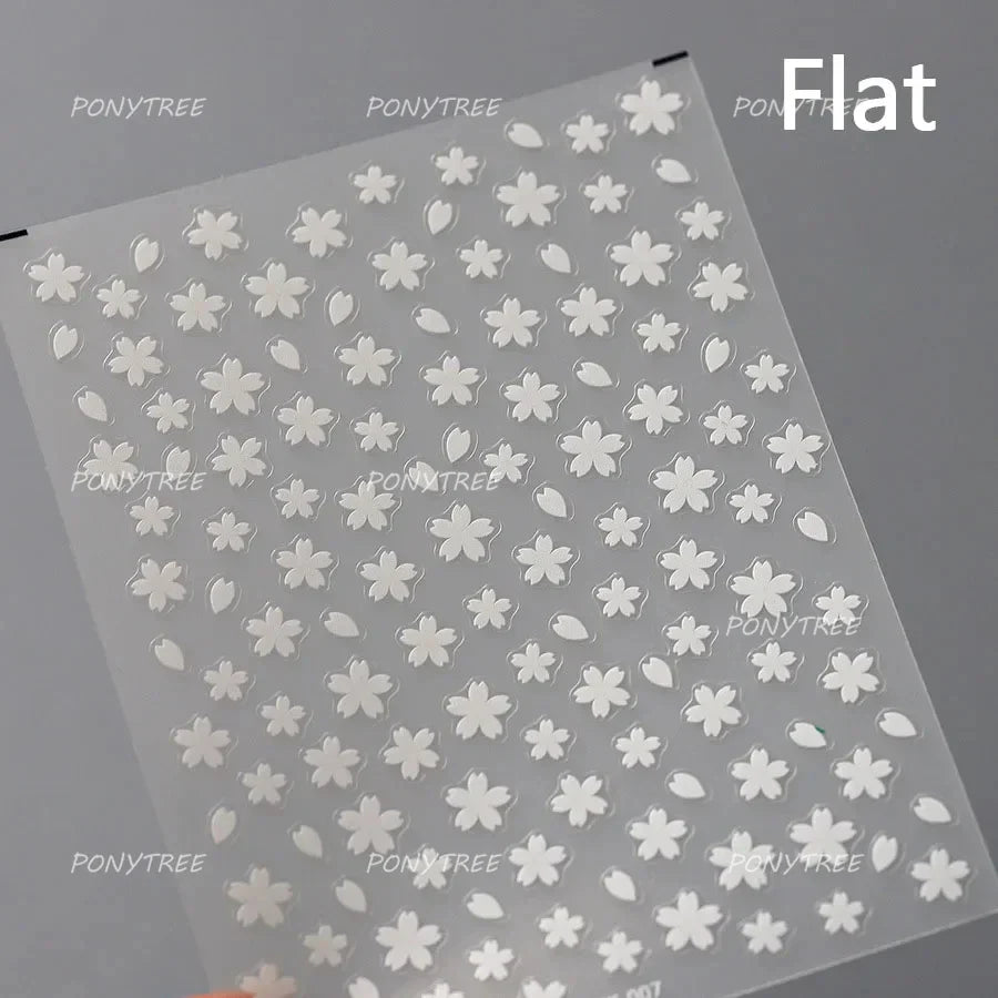 Romantic Cherry Blossom Sakura Flower Petal Leaf Self Adhesive Nail Art Stickers Rhinestone Shiny Flat Petalage Manicure Decals (ONLINE ORDER ONLY)