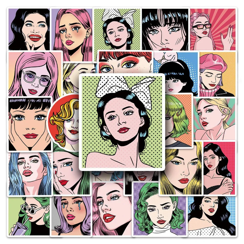 10/50Pcs Pop-Art Stickers Skateboard Guitar Suitcase Laptop Bike Phone Car Waterproof Joke Graffiti Sticker Decal Kid Toy (ONLINE ORDER ONLY)