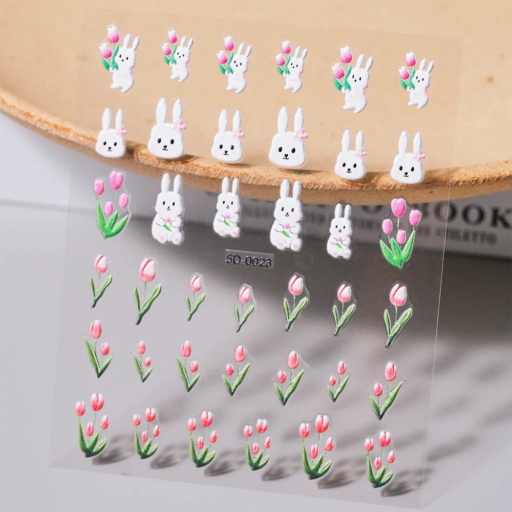 1 Sheet 5D Embossed Nail Art Stickers Graffiti Heart Flower Design Nail Art Decals Self-Adhesive DIY Manicure Nail Art Supplies* (ONLINE ORDER ONLY)