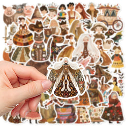 10/30/50PCS Cute Fairy Tale Character Stickers Funny Retro Cartoon Decals Waterproof Decoration DIY Diary Scrapbook Laptop Bike (Online Order Only)