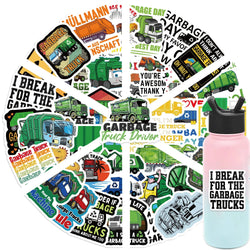 50PCS Green Garbage Truck Stickers For Suitcase Skateboard Laptop Luggage Phone Car Styling DIY Decal Sticker (ONLINE ORDER ONLY)