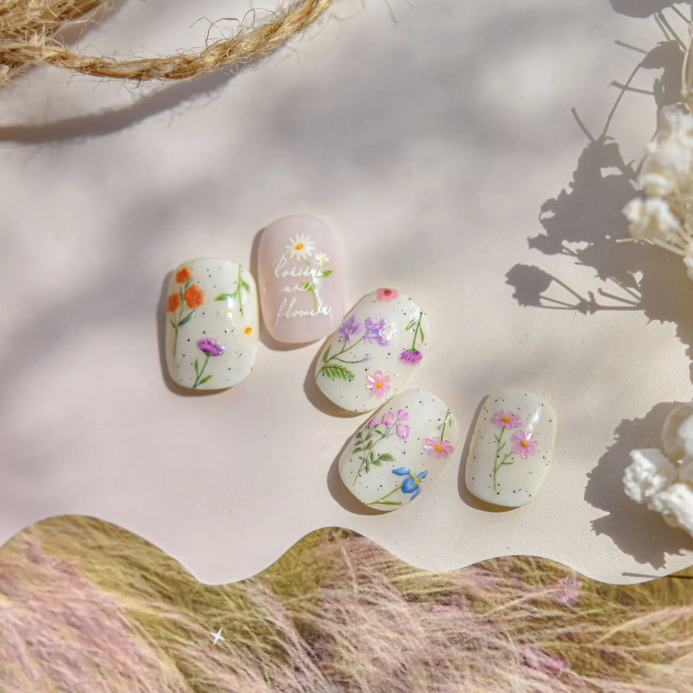 Dried Flower Butterfly Wildflowers Daisy Lily Moth Orchid Garden Self Adhesive Nail Art Stickers Chic Manicure Decals Wholesale (ONLINE ORDER ONLY)