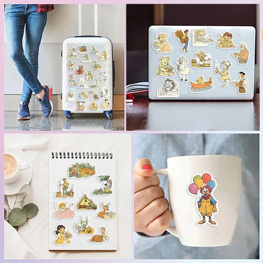 50pcs Fluffy Holiday and Funny Animals Stickers For Water Bottles Laptop Skateboard Computer Vinyl Waterproof Stickers (Online Order Only)