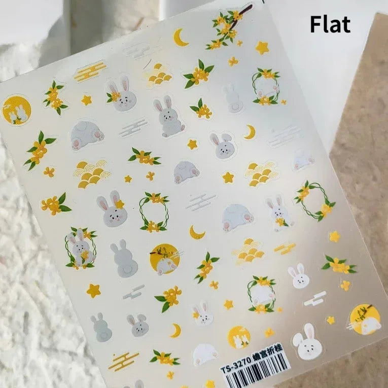 Charming Sunflower Rabbit Pumpkin Squirrel Pinecone Deciduous Produce Good Harvests Cookie Nail Art Sticker Decoration Decals (ONLINE ORDER ONLY)