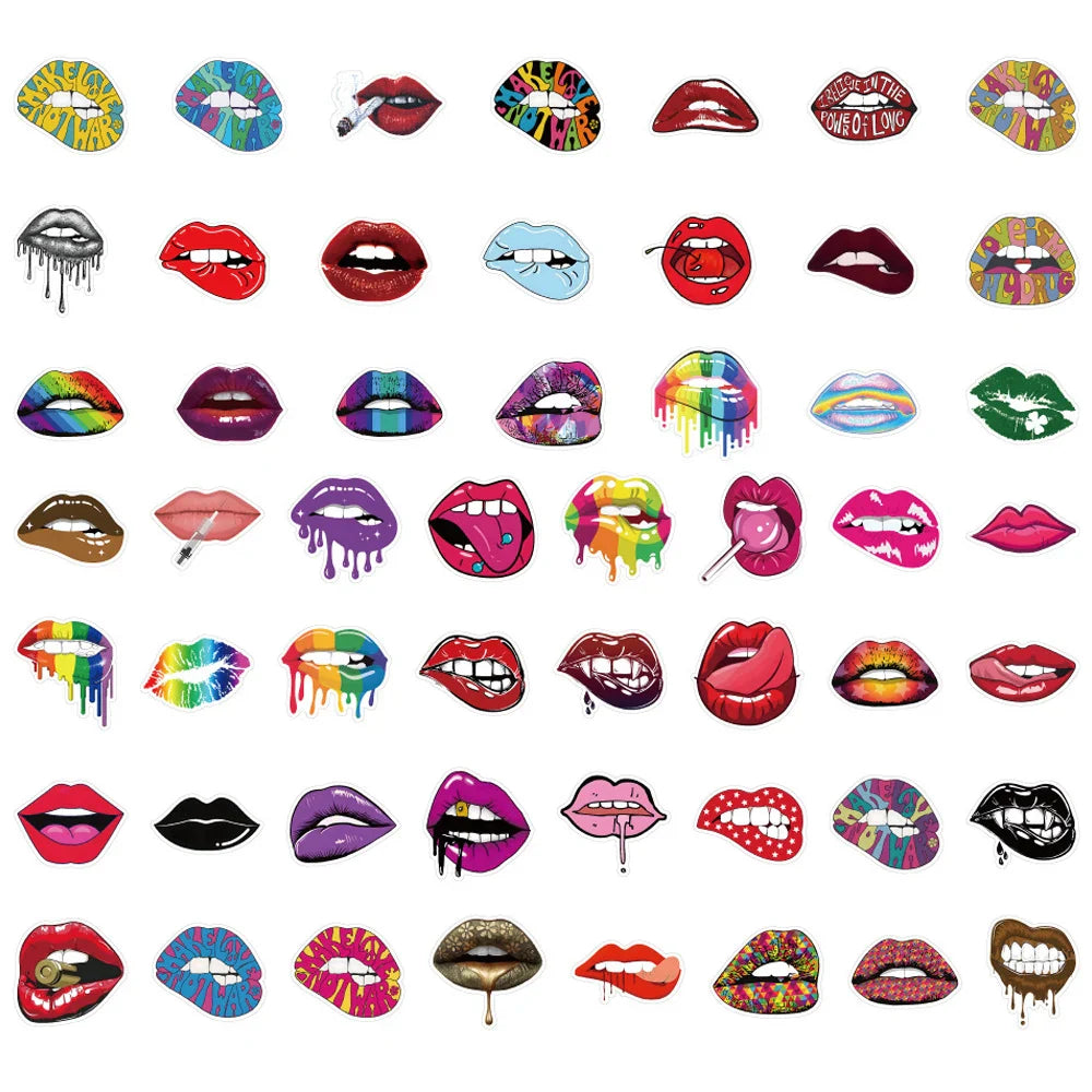 10/30/50pcs Cool Fashion Anime Sexy Lips Stickers Decal Laptop Skateboard Car Motorcycle Phone Bike Luggage Graffiti Sticker (ONLINE ORDER ONLY)