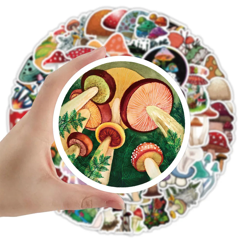 10/30/72PCS Vivid Mushrooms Stickers Plant Cartoon Decals DIY Diary Scrapbook Laptop Guitar Bike Graffiti Sticker Gift Kids Toy (ONLINE ORDER ONLY)