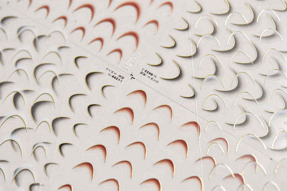 Geometric White Black Red Romantic French Arc Illusion Curve Embossed Relief Self Adhesive Nail Art Stickers 3D Manicure Decals (ONLINE ORDER ONLY)