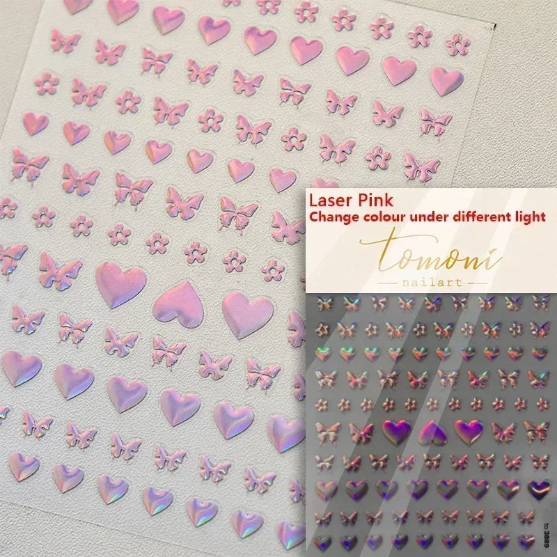 Delicate Tender Purple Butterfly Seal Pattern Insect Shiny Golden Stroke Nail Art Decoration Sticker Dressy Laser Manicure Decal (ONLINE ORDER ONLY)