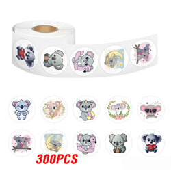 100-500pcs Cute Koala Bear Stickers Sealing Animal Kids Sticker Decor Circle Seal Label Birthday Reward Gift Stationery Sticker (Online Order Only)