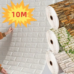 70cm x 10m Self-adhesive 3D Foam Brick Wallpaper Waterproof Wall Sticker (Online Order Only)