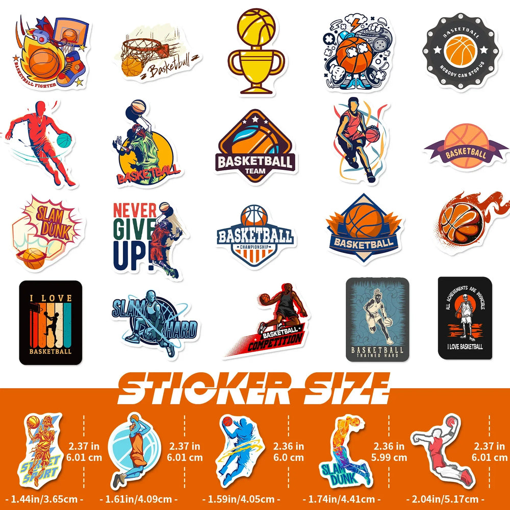 10/25/50pcs Cartoon Basketball Sticker Packs (ONLINE ORDER ONLY)