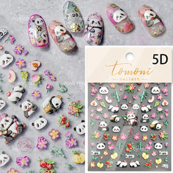 Panda Bamboo Butterfly Pattern Totem Figure Peony Flower Love Heart Adhesive Nail Art Stickers Embroidery Pearl Manicure Decals (ONLINE ORDER ONLY)