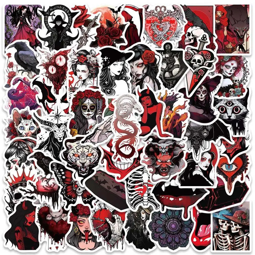 Horror Skull Gothic Art Stickers Pack - Aesthetic DIY Laptop Luggage Decals (ONLINE ORDER ONLY)
