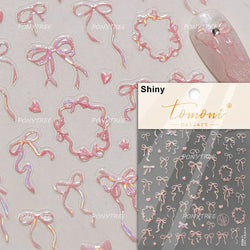 Cute Pet Creamy Rabbit Bear Dog Ribbon Bowknot Lamb Red Painted Heartbeat Flowers Adhesive Nail Art Stickers 3D Manicure Decals (Online Order Only)