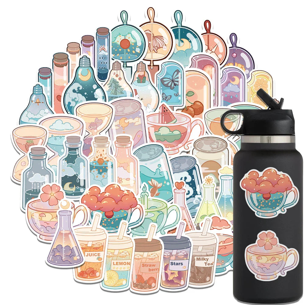 10/30/50Pcs Ins Drink Bottle Stickers Graffiti For Skateboard Notebook Phone Helmet Decal Waterproof Kids Sticker Toy (ONLINE ORDER ONLY)