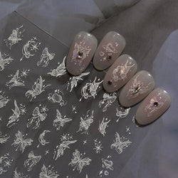 Dreamy Moon Stars Love Heart Butterfly Bowknot Lace Shiny Starburst Ribbon Delicate Adhesive Nail Art Stickers Manicure Decals (Online Order Only)