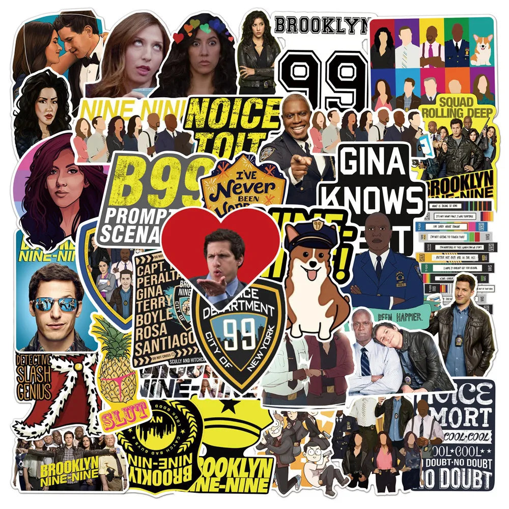 50PCS TV Series Brooklyn Nine-Nine Stickers for DIY Stationery Decal Pegatina Motorcycle Skateboard Laptop Guitar Sticker (ONLINE ORDER ONLY)