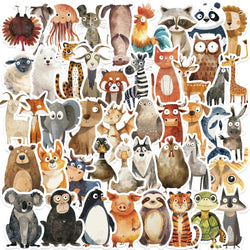50Pcs Strange Watercolor Animals Stickers Cute Waterproof Decals For DIY Helmet Skateboard Laptop Motorcycle Cool Kids Gifts﻿ (ONLINE ORDER ONLY)