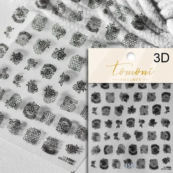 Geometric French Style Colorful Square Grid Rhombus Line Stripe Bowknot 3D Self Adhesive Nail Art Stickers Shiny Manicure Decals (ONLINE ORDER ONLY)