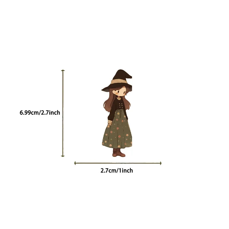 10/30/50PCS Cartoon Q Witch PVC Sticker Aesthetic Children's Korean Decoration Scrapbooking Stationery School Supplies for Kids (ONLINE ORDER ONLY)