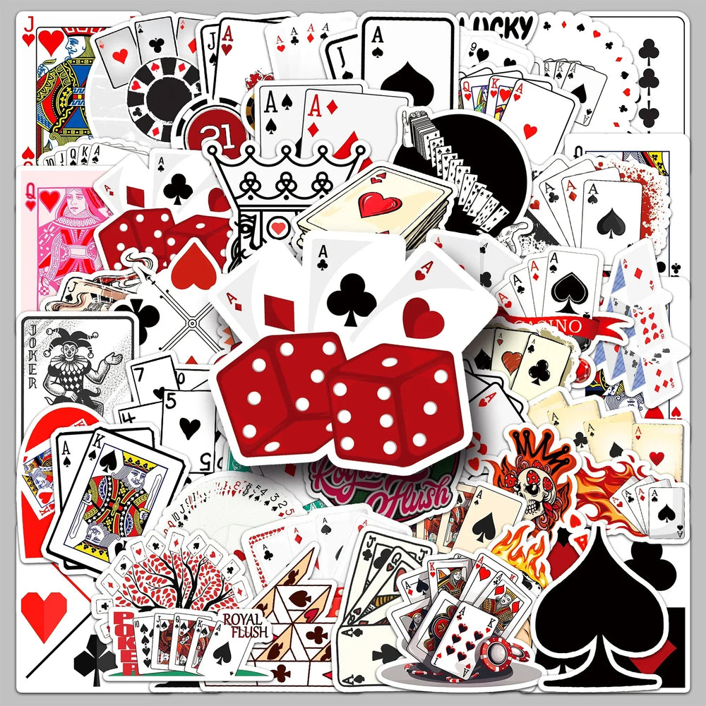 Cool Playing Card Stickers 10/30/50PCS Waterproof DIY Decoration for Motorcycle, Phone, Notebook, Fridge, Suitcase, Car (Online Order Only)