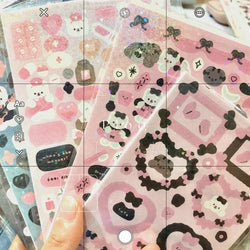 Korean Cute Devil Bear Dialog Laser Sticker Scrapbooking DIY Album Decoration Sticker Aesthetic Kawaii Stationery Halloween Gift (ONLINE ORDER ONLY)