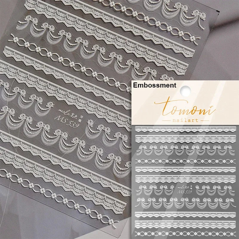 French Style Geometric Black White Square Grid Rhombus Stripe 3D Self Adhesive Nail Art Stickers Shiny Rhinestone Manicure Decal (ONLINE ORDER ONLY)