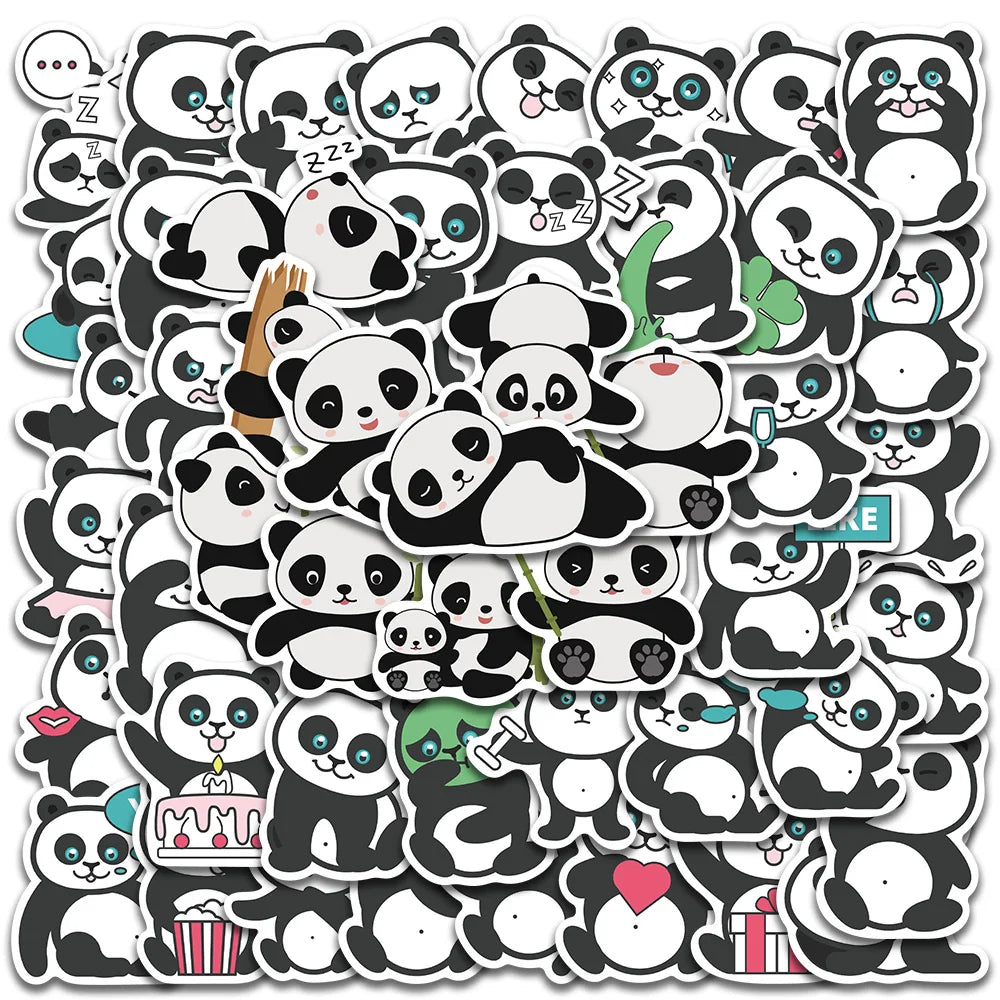 50pcs Cute Cartoon Panda Animals Stickers Kids Toy Vinyl Waterproof Graffiti Guitar Laotop Phone Luggage Sticker Decals (ONLINE ORDER ONLY)